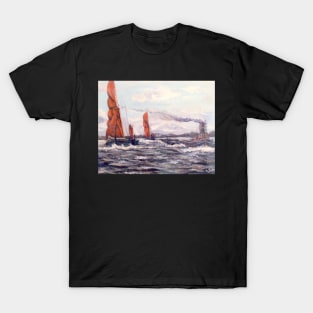 THAMES SAILING BARGES RACING A STEAM TUG ON THE RIVER THAMES T-Shirt